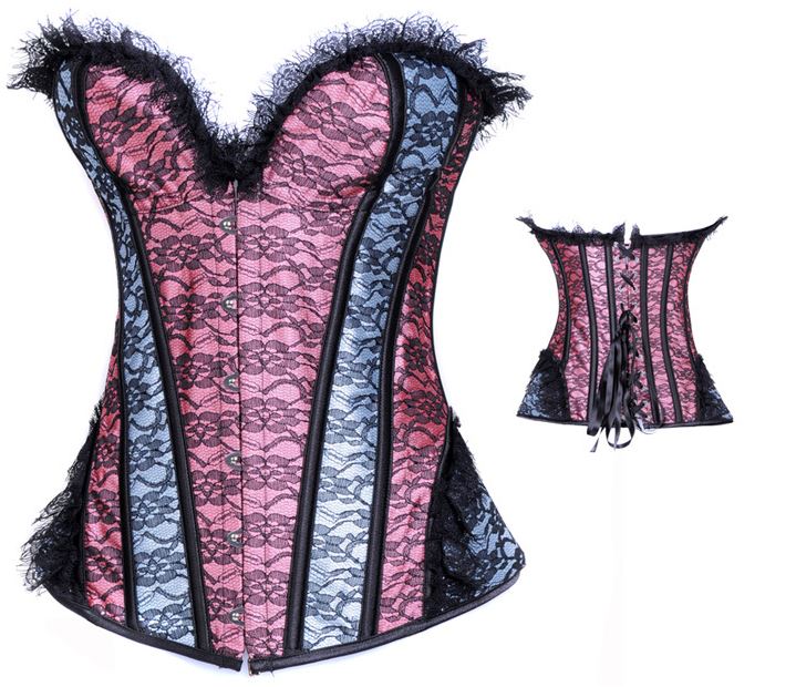 Sexy Blue And Pink Floral Bustier Corset on Luulla