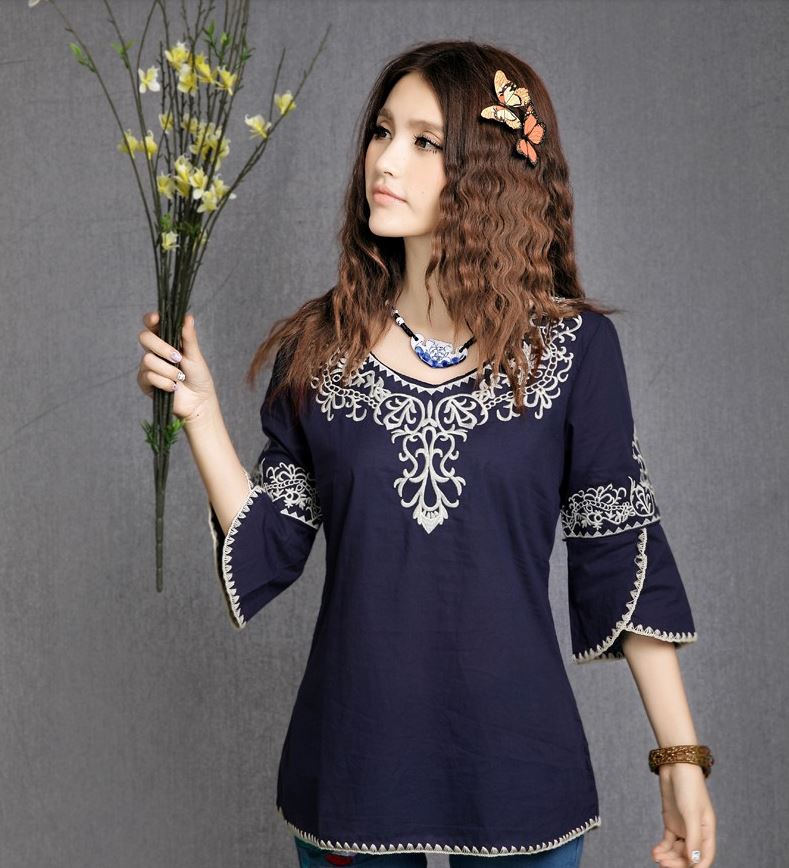 blouse designs three fourth sleeves